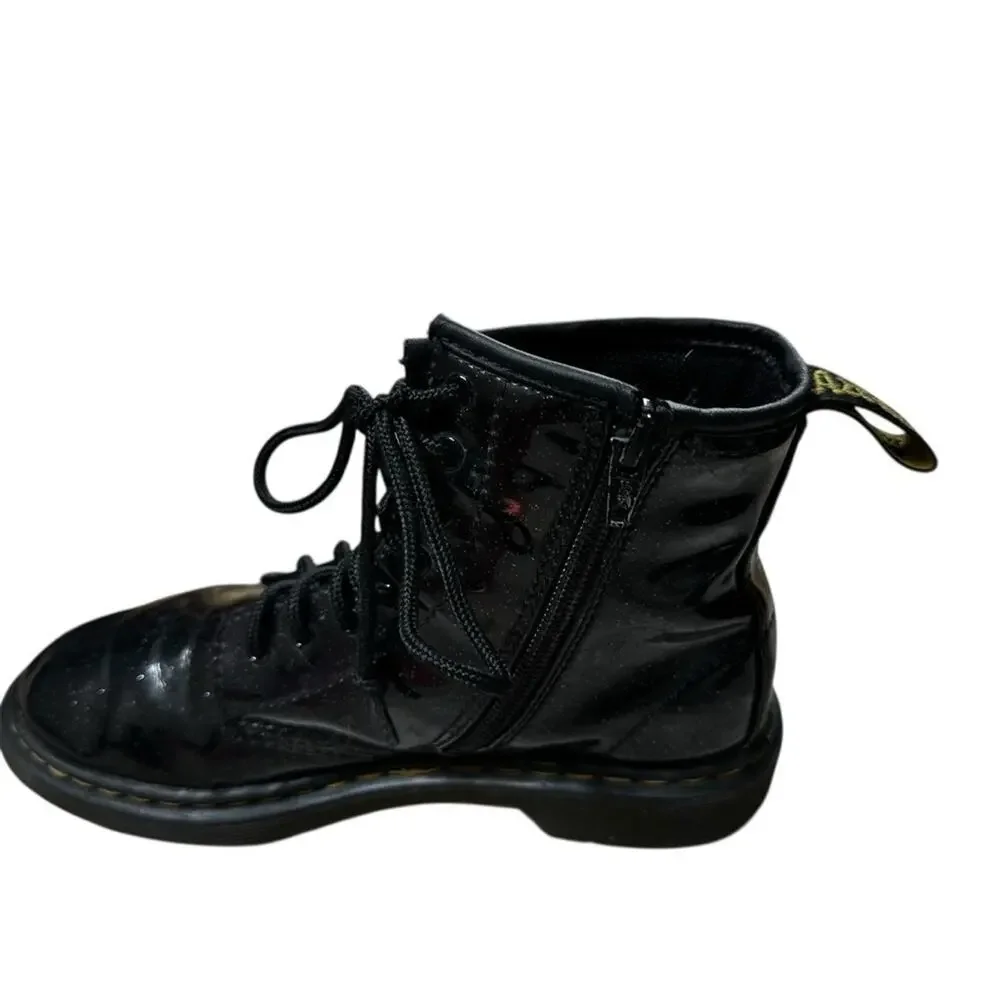 Doc Dr Martens Black Glitter Boots US 2 UK 3 AIR WAIR 1460 Y Zip